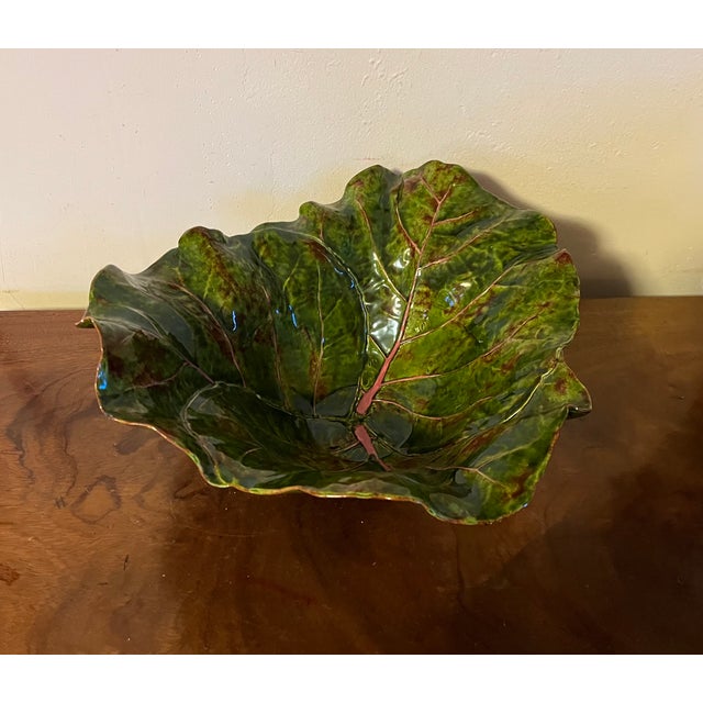 Large Dodie Thayer Sea Grape Leaf Serving or Centerpiece Bowl For Sale - Image 13 of 17