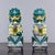 Chinese Pair Mid Century Ceramic Foo Dogs on Base For Sale - Image 3 of 8