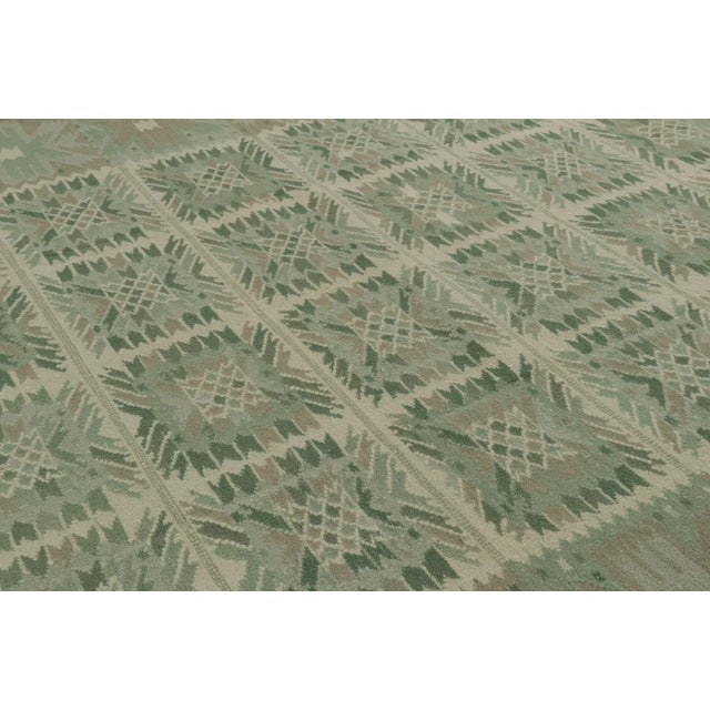 Rug & Kilim Rug & Kilim's Oversized Scandinavian Style Custom Rug in Exotic Yarn With Green Design For Sale - Image 4 of 10