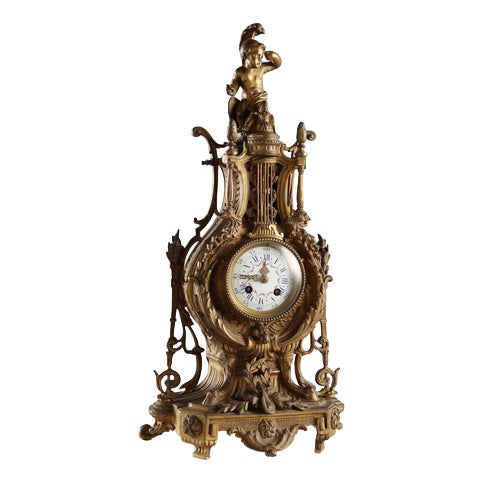 Antique Mantelpiece Clock in Bronze, France, 19th Century For Sale