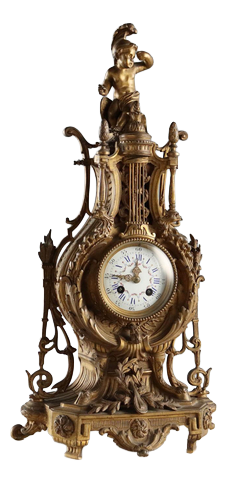 Antique Mantelpiece Clock in Bronze, France, 19th Century