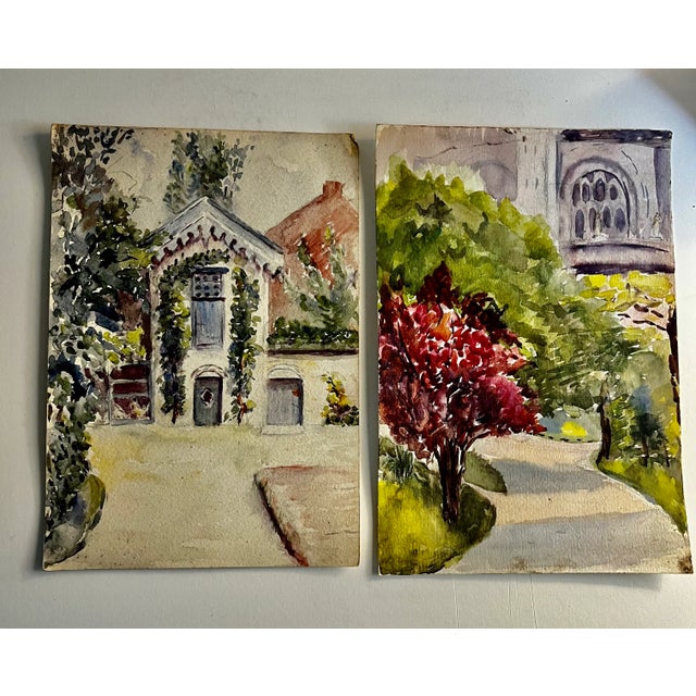 Mid 20th Century Expressionist Nature Landscape Watercolor Paintings - Set of 2 For Sale - Image 4 of 4