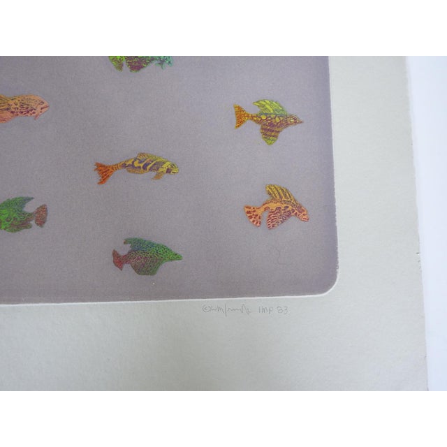 1983 Walter Crump Colorful Exotic Fish Etching For Sale - Image 4 of 9