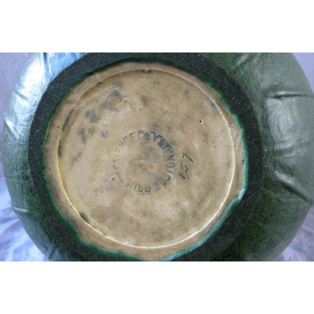 Green Antique 1904 Grueby Pottery Boston Matte Green Carved Leaves Vase - Artist Signed Fg For Sale - Image 8 of 9