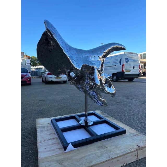 Triceratops Sculpture in Stainless Steel For Sale - Image 6 of 12
