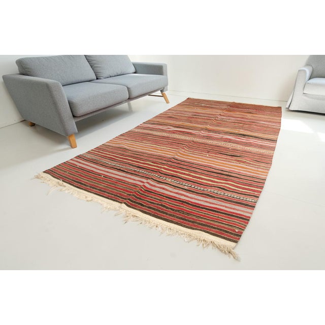Textile Mid 20th Century Handwoven Striped Tribal Runner For Sale - Image 7 of 10
