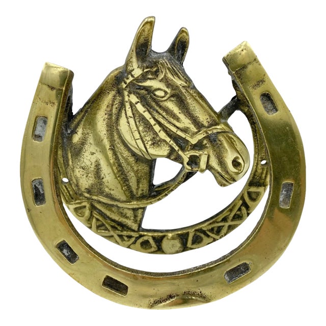 Vintage Brass Horseshoe Door Knocker For Sale