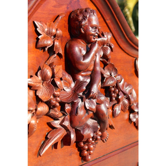 Monumental 19th Century Rococo Revival Bedroom Set – Hand Carved Queen Bed & Armoire – Museum Quality For Sale - Image 12 of 18