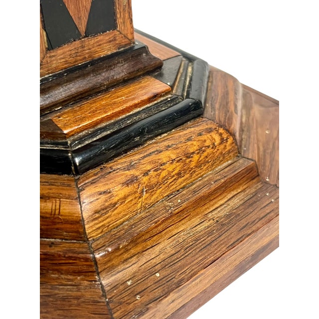 Pair Antique Italian Marquetry Inlaid Wood Candlestick Holders With Octagonal Base For Sale - Image 18 of 18