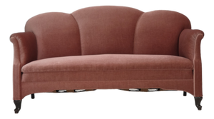 Vintage Danish Two-Seater Sofa in Salmon Pink Furniture Velour, 1950s