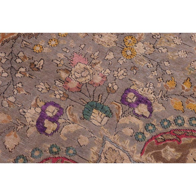 Shabby Chic Hand Painted Vintage 1990's Gray/Brown Wool Rug - 9'9'' X 12'10'' For Sale - Image 4 of 10