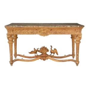 Italian Louis XVI Style Giltwood Console / Center Table, Hand Carved, Figural