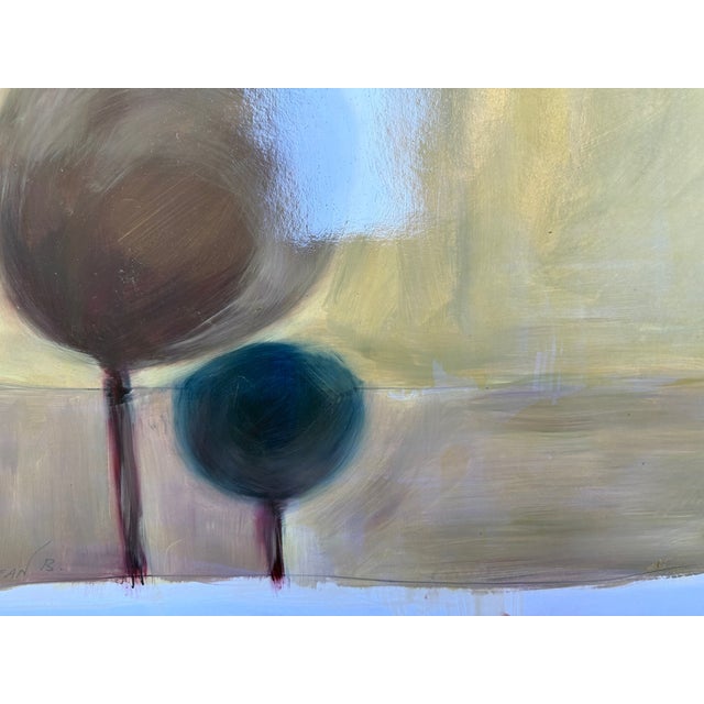 2000 - 2009 Contemporary Abstract Landscape Triptych | Oil on Paper With Custom Varnish | Greek Countryside Inspired | Newly Framed For Sale - Image 5 of 6