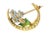Victorian estate 14K yellow gold crescent moon brooch/pendant adorned with 19 seed pearls, enameled flowers, and 3...