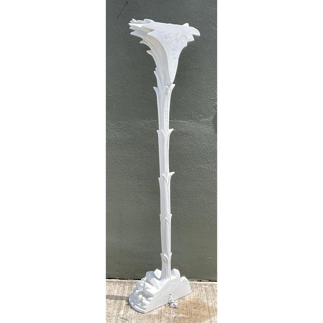 Mid 20th Century Vintage Ecoplaster Palm Torchere After Serge Roche For Sale - Image 5 of 12