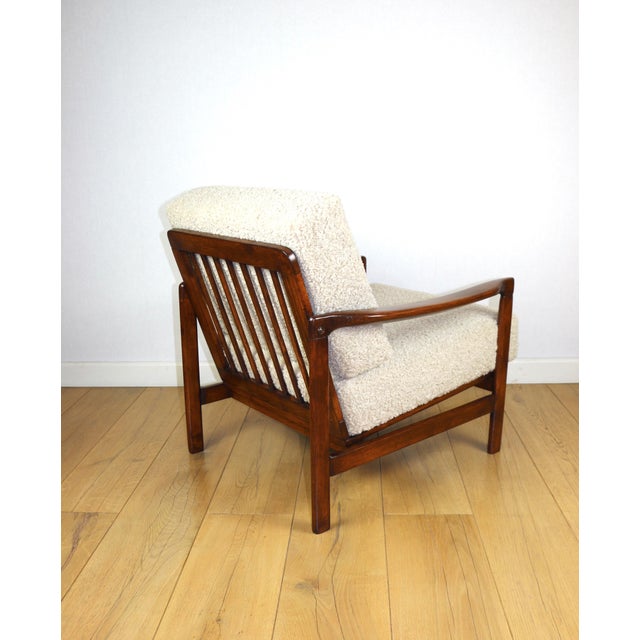 Brown Vintage Lounge Chair in Boucle by Z. Bączyk For Sale - Image 8 of 10