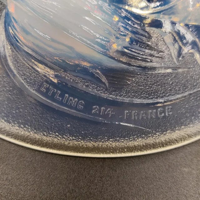 Art Deco Opalescent Glass Bowl with Thistle Motif by Etling, 1930s For Sale - Image 4 of 5