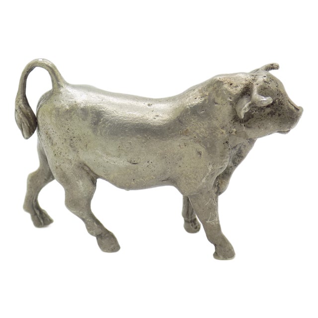 Vintage Italian Handmade Silver Bull Figurine, 1940s For Sale