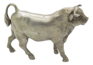 Vintage Italian Handmade Silver Bull Figurine, 1940s