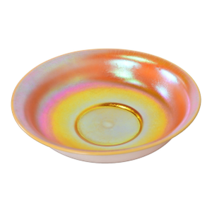Steuben Gold Aurene on Calcite Large Iridescent Art Glass Fruit Bowl or Center Bowl