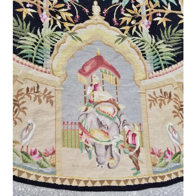 Aubusson Style Large Round Needlepoint Rug or Wall Tapestry For Sale - Image 4 of 10