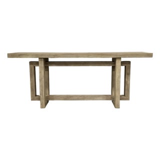 Organic Modern Blonde Wood Interlocking Console Table For Sale