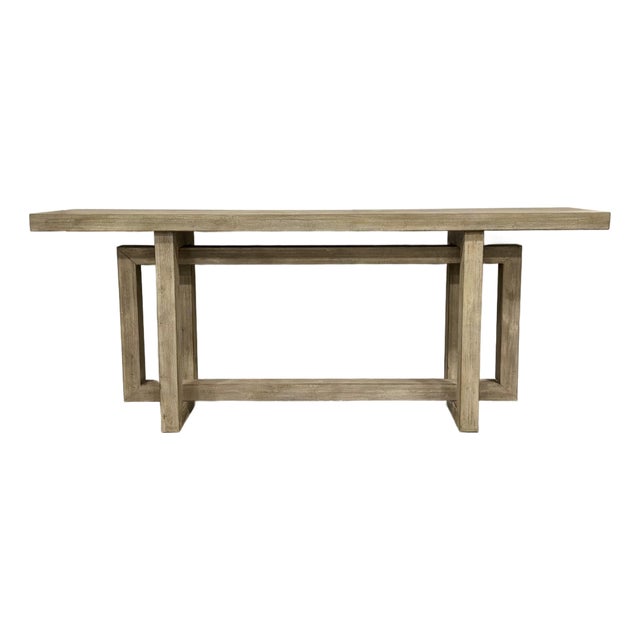 Organic Modern Blonde Wood Interlocking Console Table For Sale