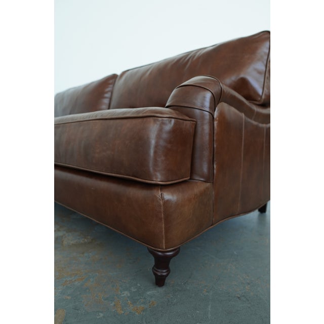 Animal Skin Ballard Designs Wynne Leather Sofa For Sale - Image 7 of 16