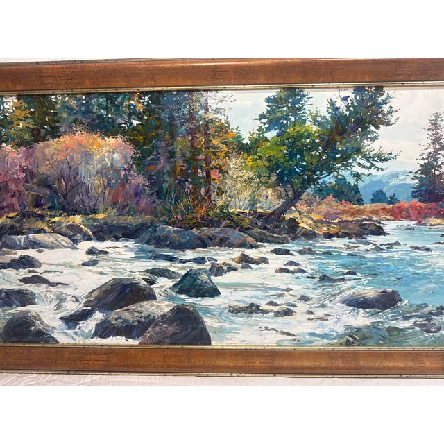Realism Vintage Original Connie J Boswell 2side Oil Painting Landscape River Expressive Realism For Sale - Image 3 of 18