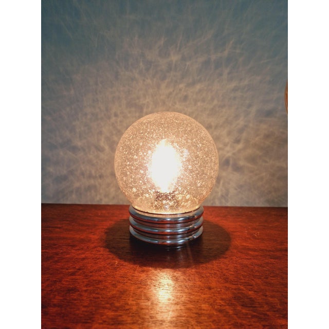 Space Age Table Lamp in Bubbled Glass, 1970s For Sale - Image 3 of 11