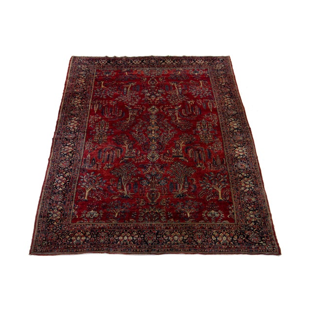 Beautiful Antique Persian hand-knotted Sarouk Farahan wool rug. This sarouk has a clasis floral design and beautiful color...