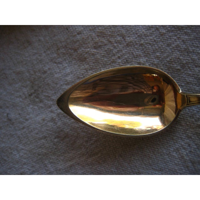 Gold Early 19th Century French Neoclassic Style Silver-Gilt Spoon in Case - Set of 6 For Sale - Image 8 of 9