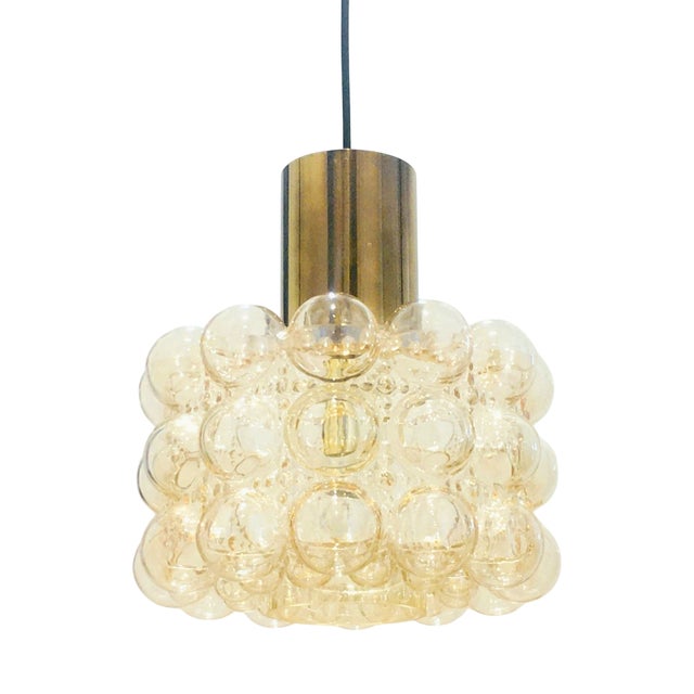 Large Mid-Century Amber Bubble Glass Ceiling Light by Helena Tynell for Limburg, Germany, 1960s For Sale