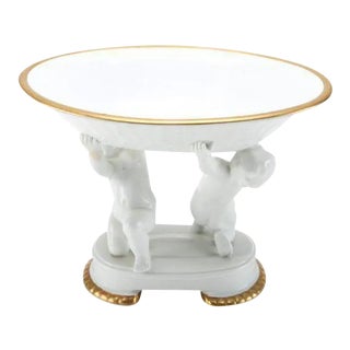 Portuguese Porcelain Compote With Putti For Sale