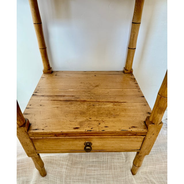 Camel Antique European 19th Century Pine Side Table With Faux Bamboo Legs For Sale - Image 8 of 8