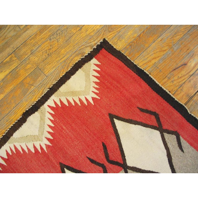 Early 20th Century 1920s Gray Tribal Kilim Geometric Antique Navajo Rug 4'2" X 5'7" Flatweave Wool Carpet For Sale - Image 5 of 6