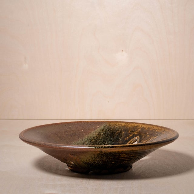 Mid 20th Century Rare Early 1960s Harrison McIntosh Vintage Pierced Olive Branch Ceramic Plate, Signed For Sale - Image 5 of 12