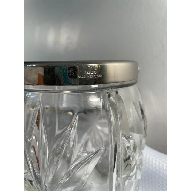 Metal 1940s English Cut Glass Biscuit Barrel For Sale - Image 7 of 13