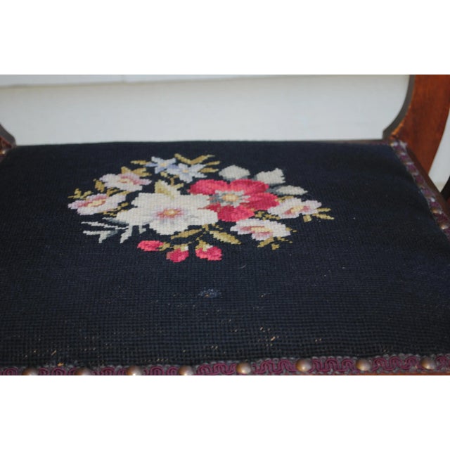 Antique High Armed Needlepoint Bench For Sale - Image 11 of 12