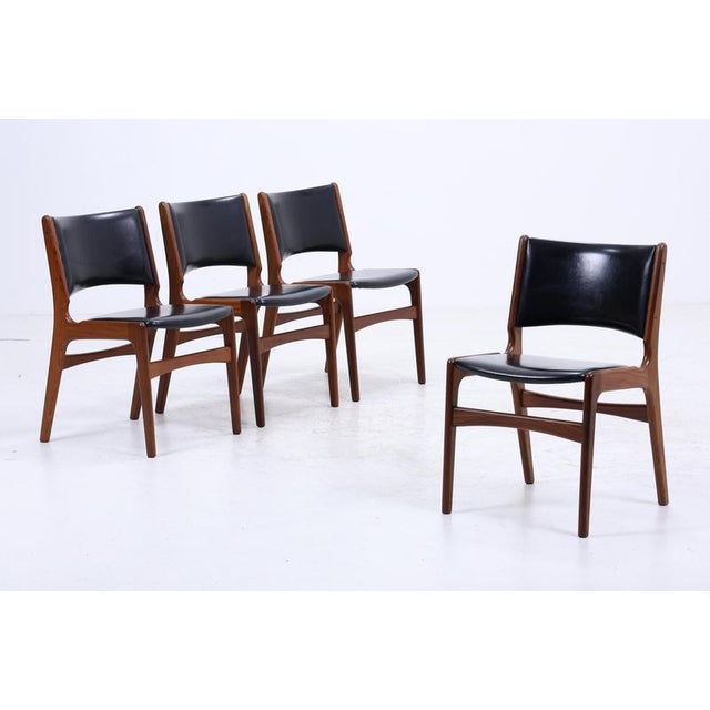 Mid-Century Danish Model 89 Chairs in Teak and Leatherette by Erik Buch, Set of 4 For Sale - Image 14 of 14