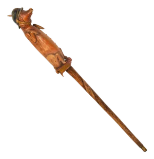World War I Trench Art Carved Wallking Stick Cane of Sculpture Pig Soldier
