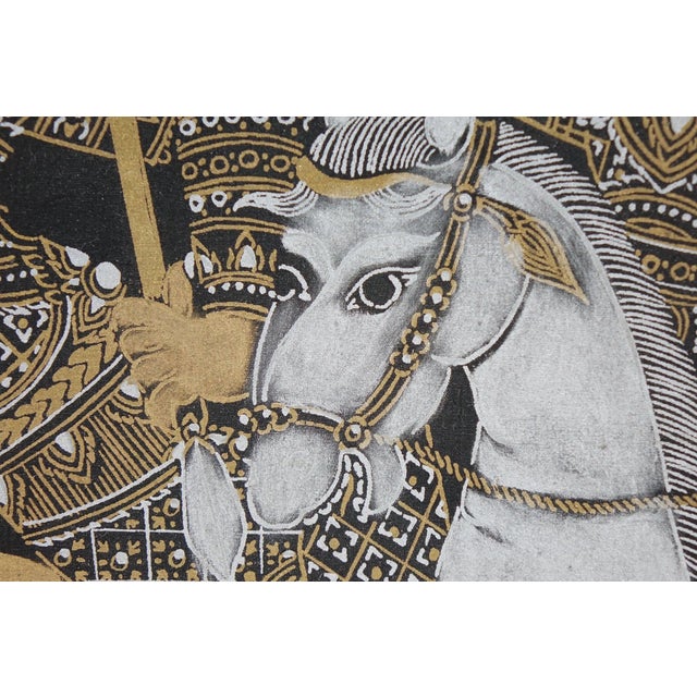 Mid 20th Century Adorned Soldiers Oriental Painting on Silk For Sale - Image 4 of 5