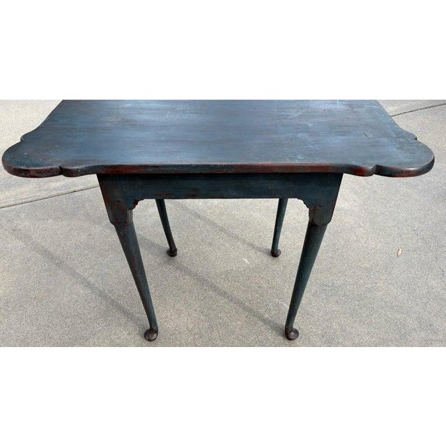 18Thc Original Blue Painted Walnut Tea Table For Sale - Image 4 of 8