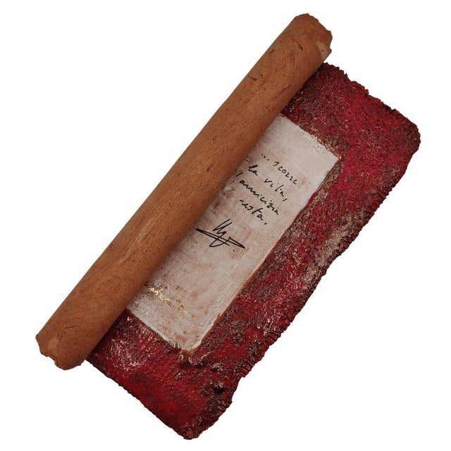 Pompeo Pianezzola, Red: Life, Friendship Remains, 1996, Ceramic & Parchment For Sale - Image 12 of 12