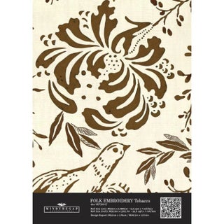 Mind the Gap Folk Embroidery Tobacco Wallpaper, Sample For Sale