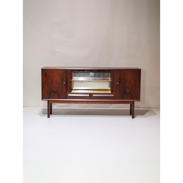 Mid-Century Modern Danish Highboard with Bar and Tambour Doors in Rosewood, 1960s For Sale - Image 3 of 18