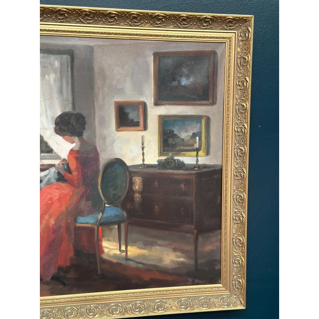 Bente Berg, Interior Scene, 1950s, Oil Painting on Canvas, Framed For Sale - Image 10 of 13