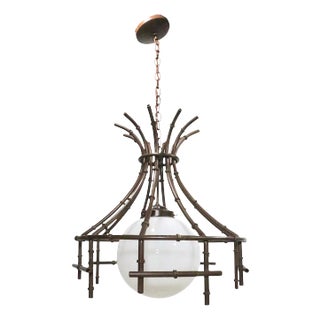 Faux Bamboo Chandelier Circa 1970's For Sale