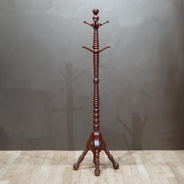 Antique Ribbed Mahogany Coat Rack For Sale - Image 4 of 5