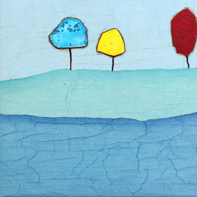 Whispering Grove II - Minimalist Blue Abstract Landscape Original Artwork by Peter Kuttner For Sale - Image 4 of 9